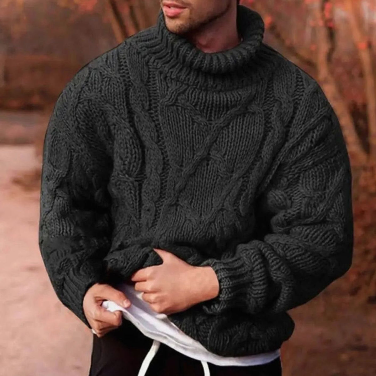 Fabian | Herren Grobstrick Rollkragenpullover für den Winter