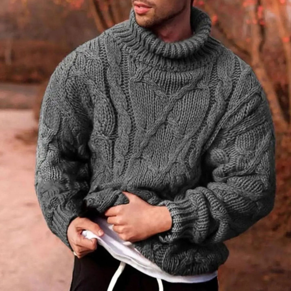 Fabian | Herren Grobstrick Rollkragenpullover für den Winter
