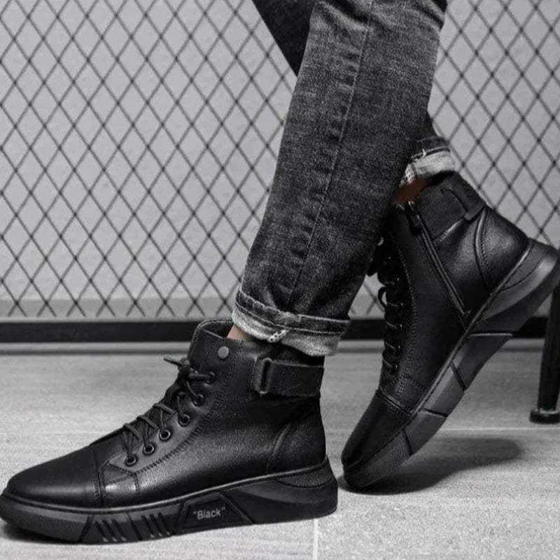 Herren High Top Schuhe Mit Reißverschluss Und Schnürung