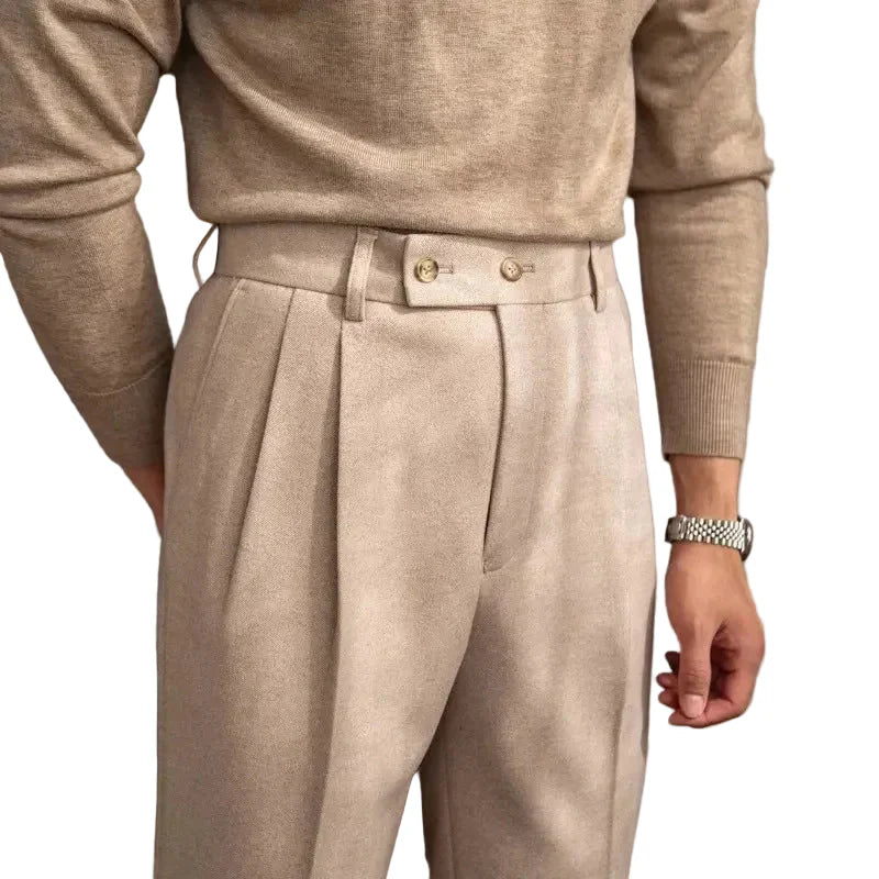 Herren Hose mit hohem Bund und Bundfalte