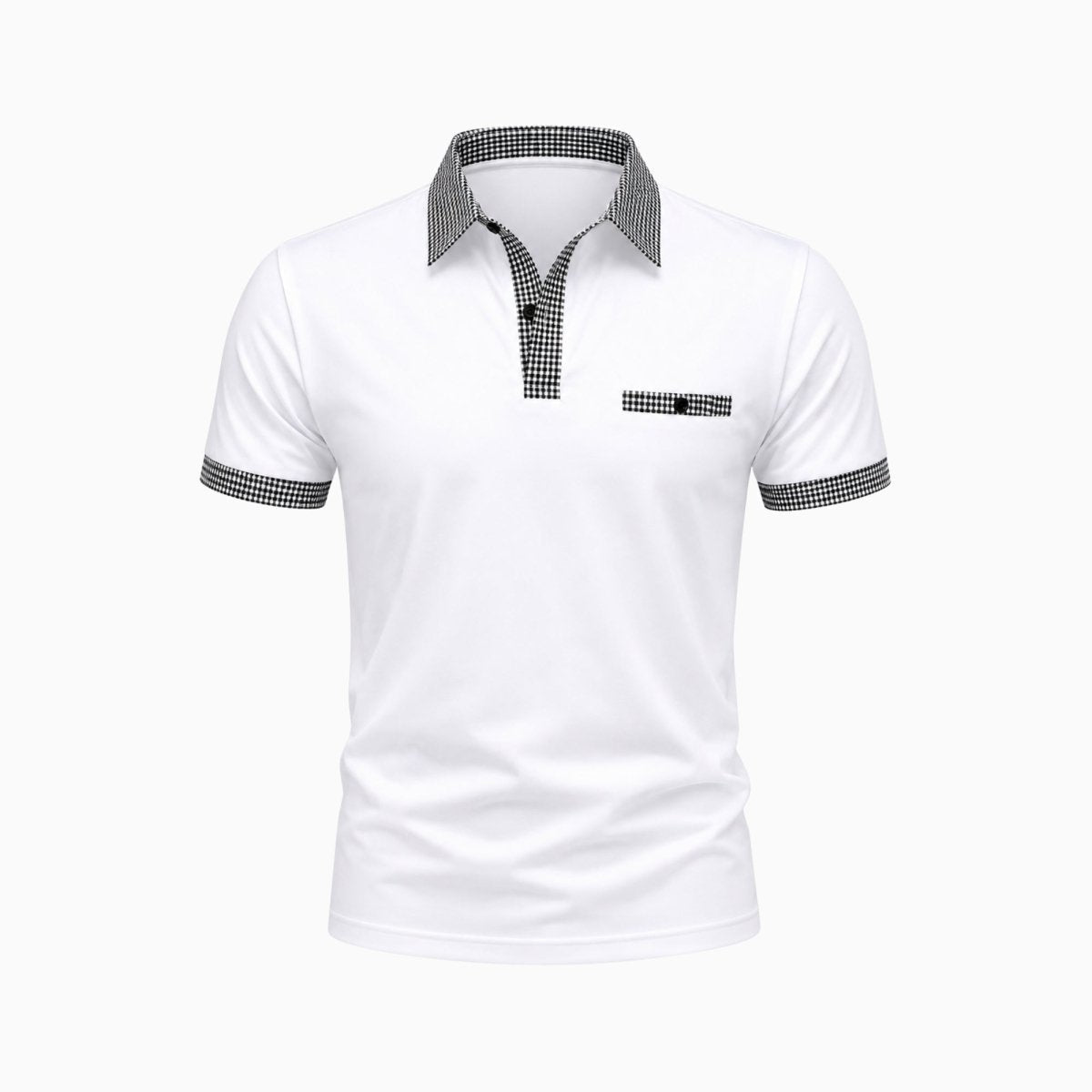Herren-Kurzarm-Poloshirt mit gemustertem Besatz