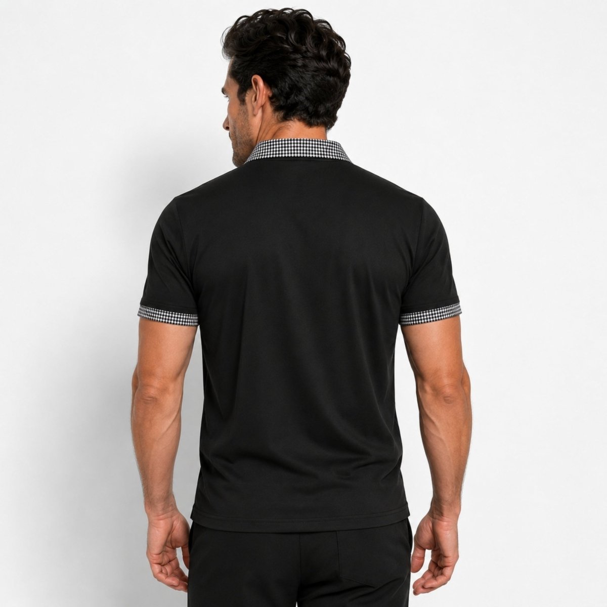 Herren-Kurzarm-Poloshirt mit gemustertem Besatz