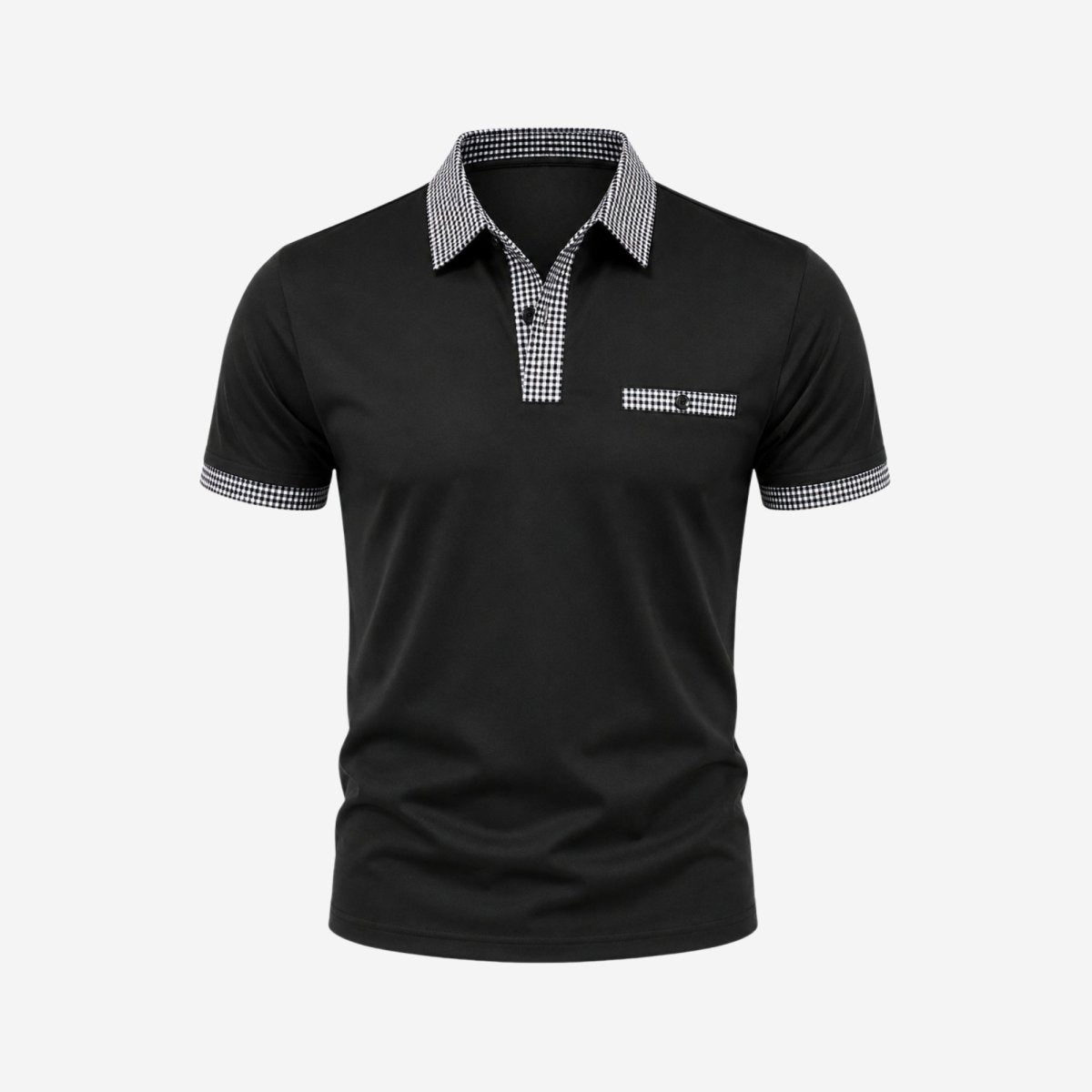 Herren-Kurzarm-Poloshirt mit gemustertem Besatz