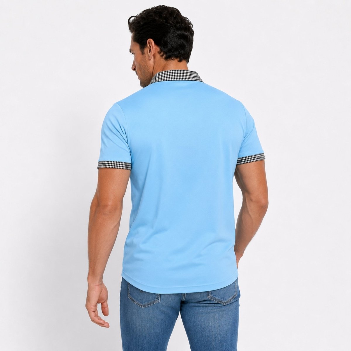 Herren-Kurzarm-Poloshirt mit gemustertem Besatz