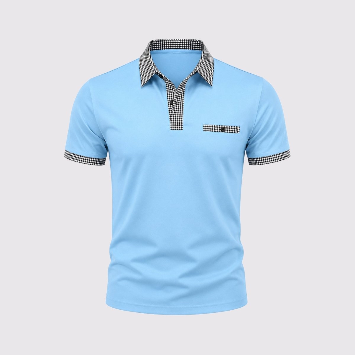 Herren-Kurzarm-Poloshirt mit gemustertem Besatz