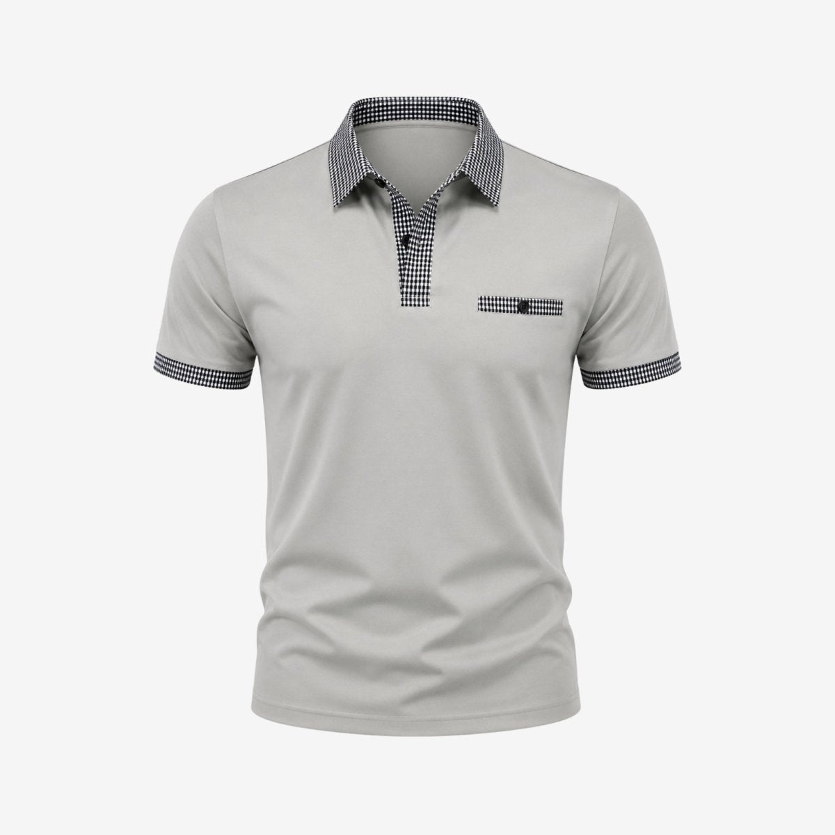 Herren-Kurzarm-Poloshirt mit gemustertem Besatz