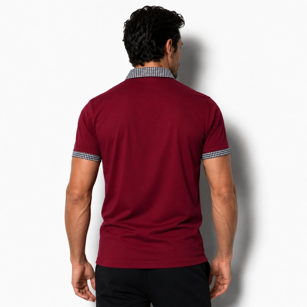 Herren-Kurzarm-Poloshirt mit gemustertem Besatz