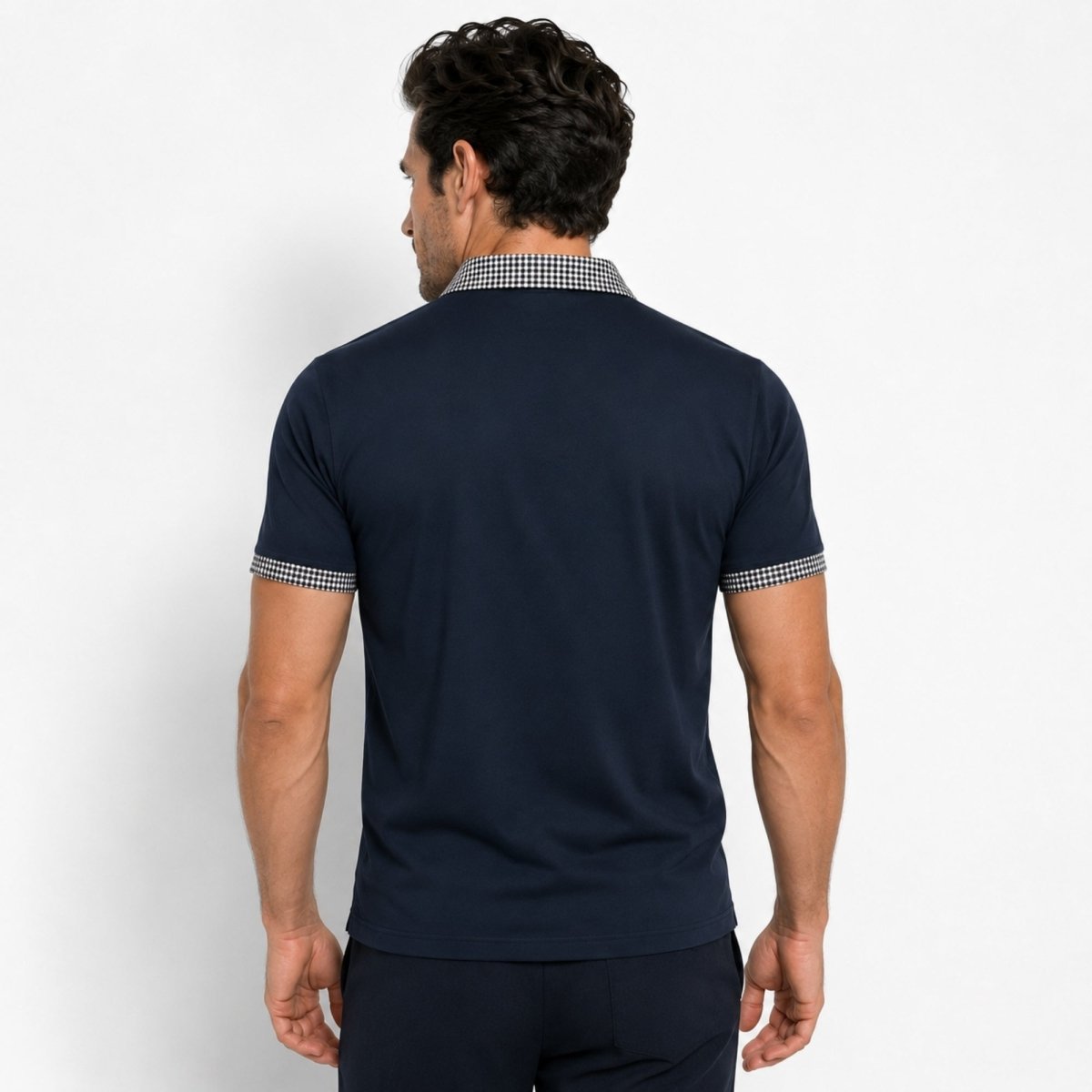 Herren-Kurzarm-Poloshirt mit gemustertem Besatz