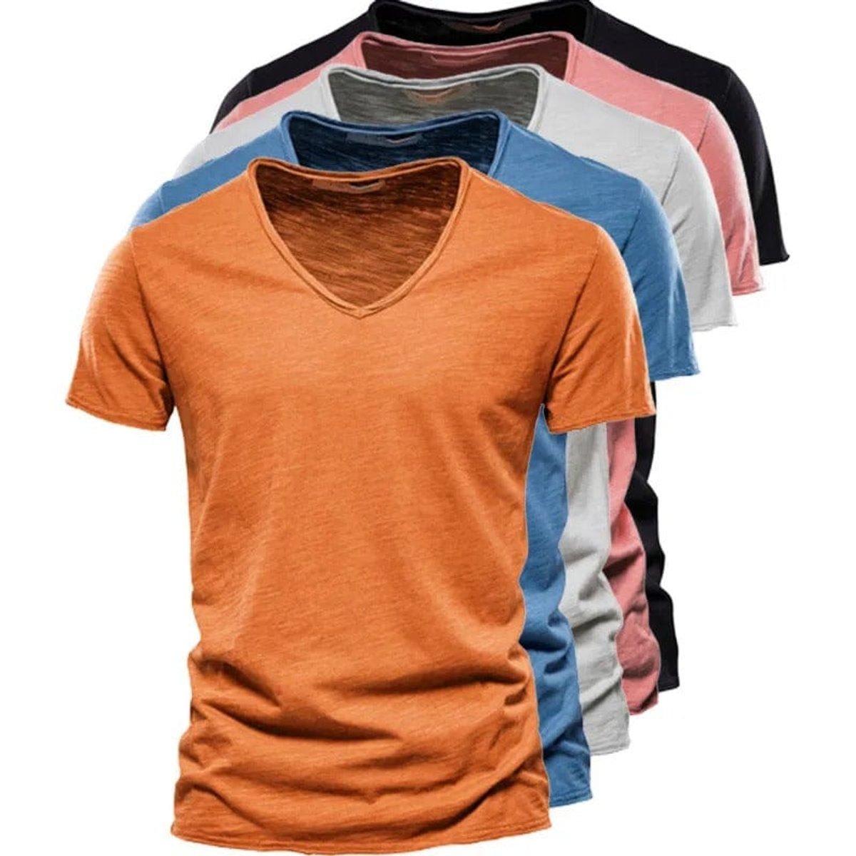 Sebastian | Herren Kurzarm V-Ausschnitt Slim-Fit T-Shirt knitterfrei
