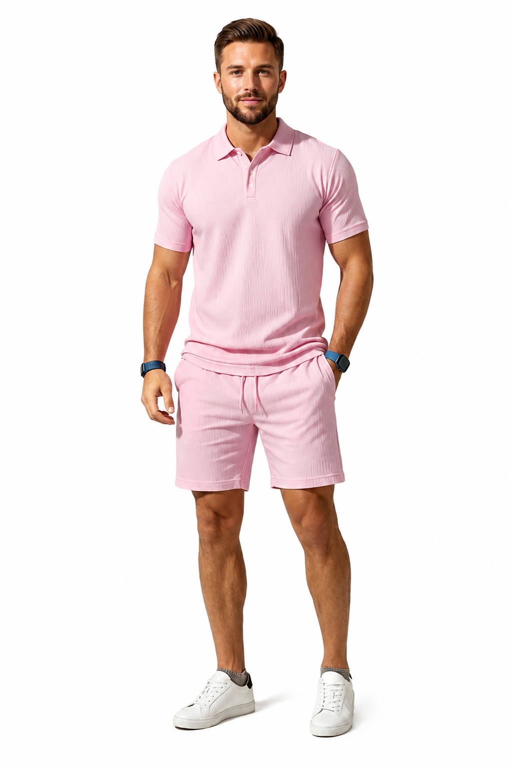 Herren Kurzarmblazer- und Shorts-Set