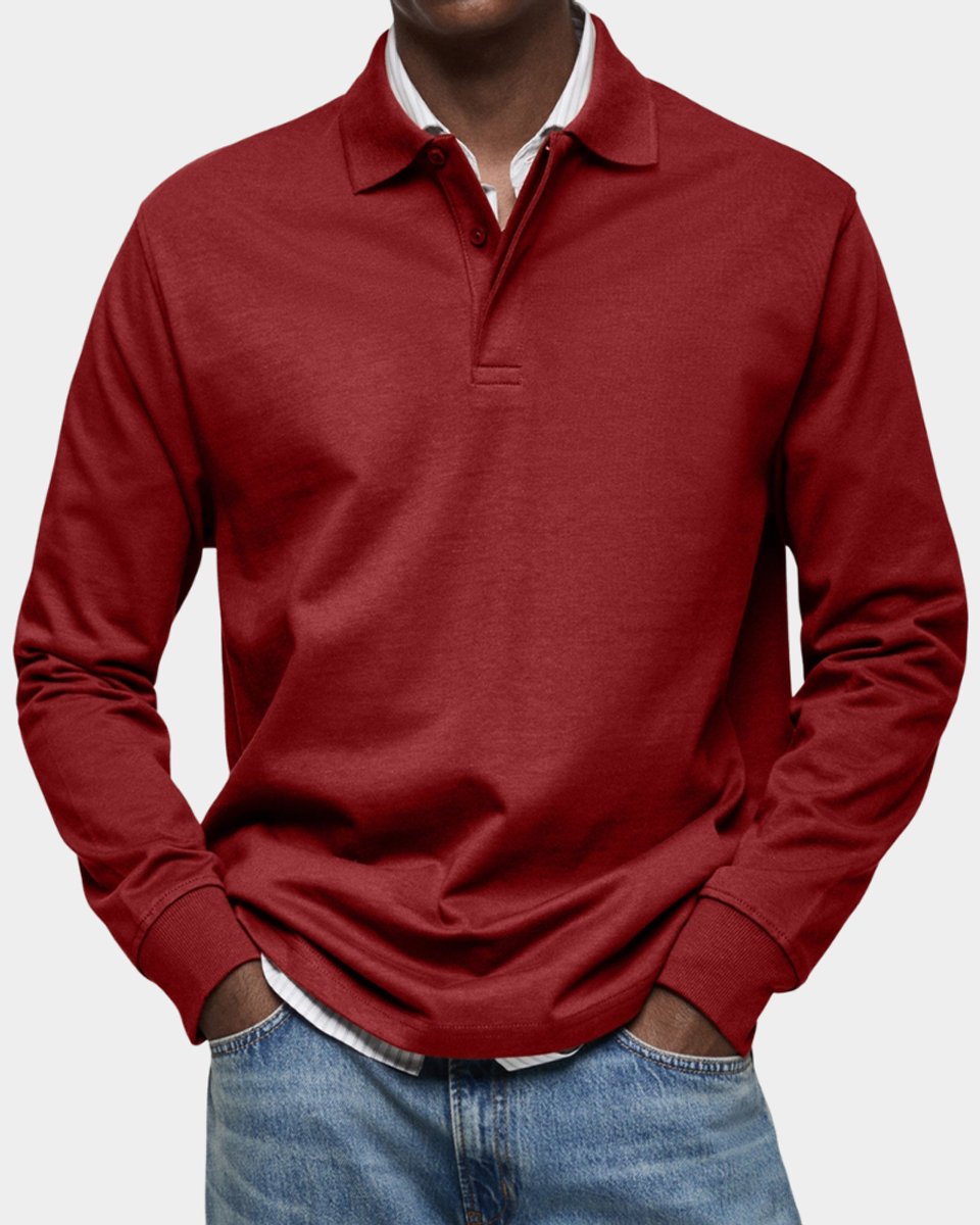 Stefan | Herren Langarm-Poloshirt klassischer Schnitt atmungsaktiv