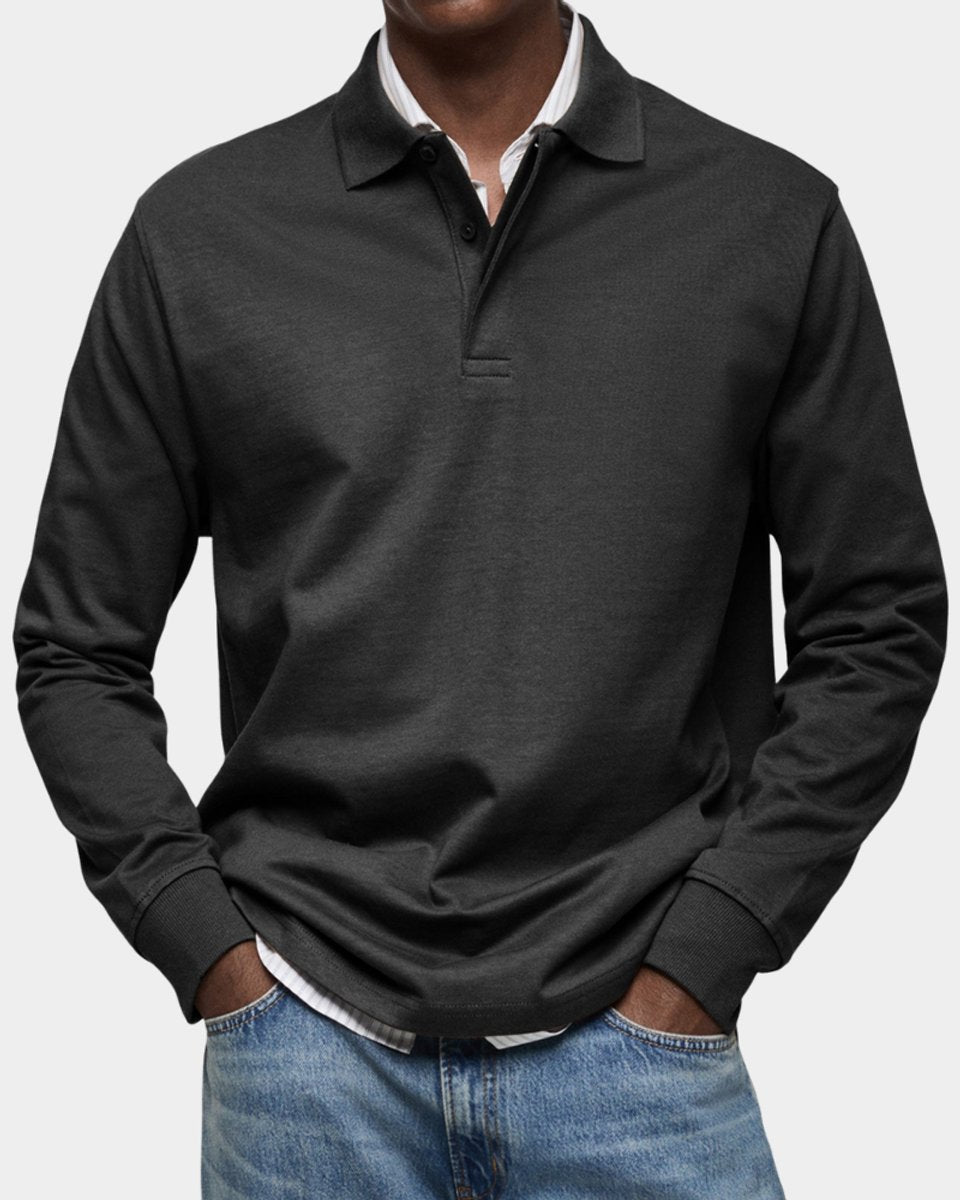Stefan | Herren Langarm-Poloshirt klassischer Schnitt atmungsaktiv