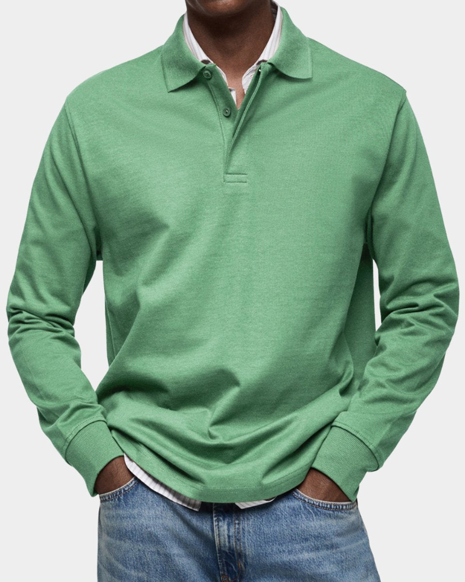 Stefan | Herren Langarm-Poloshirt klassischer Schnitt atmungsaktiv