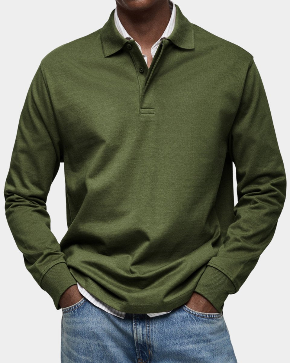 Stefan | Herren Langarm-Poloshirt klassischer Schnitt atmungsaktiv