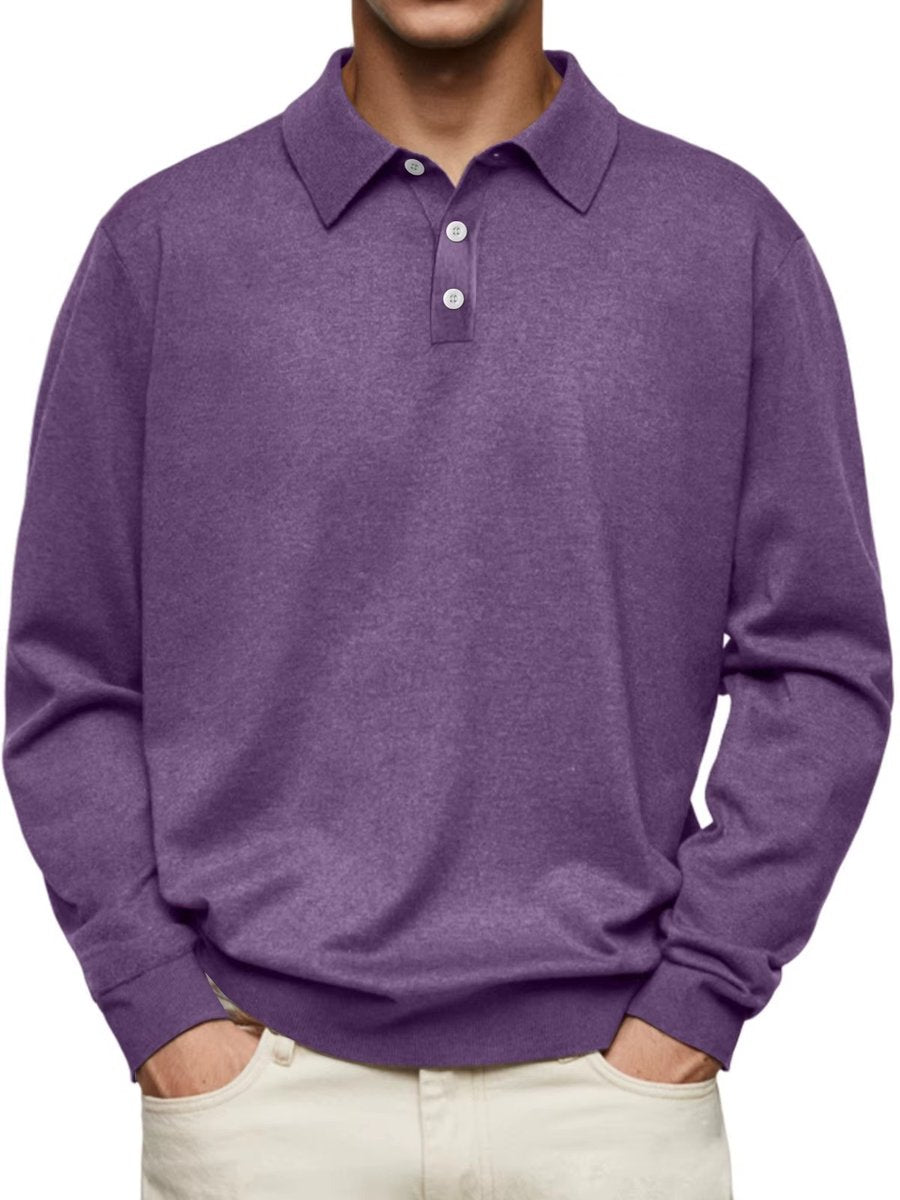Leon | Herren Langarm-Poloshirt klassischer Schnitt knitterarm