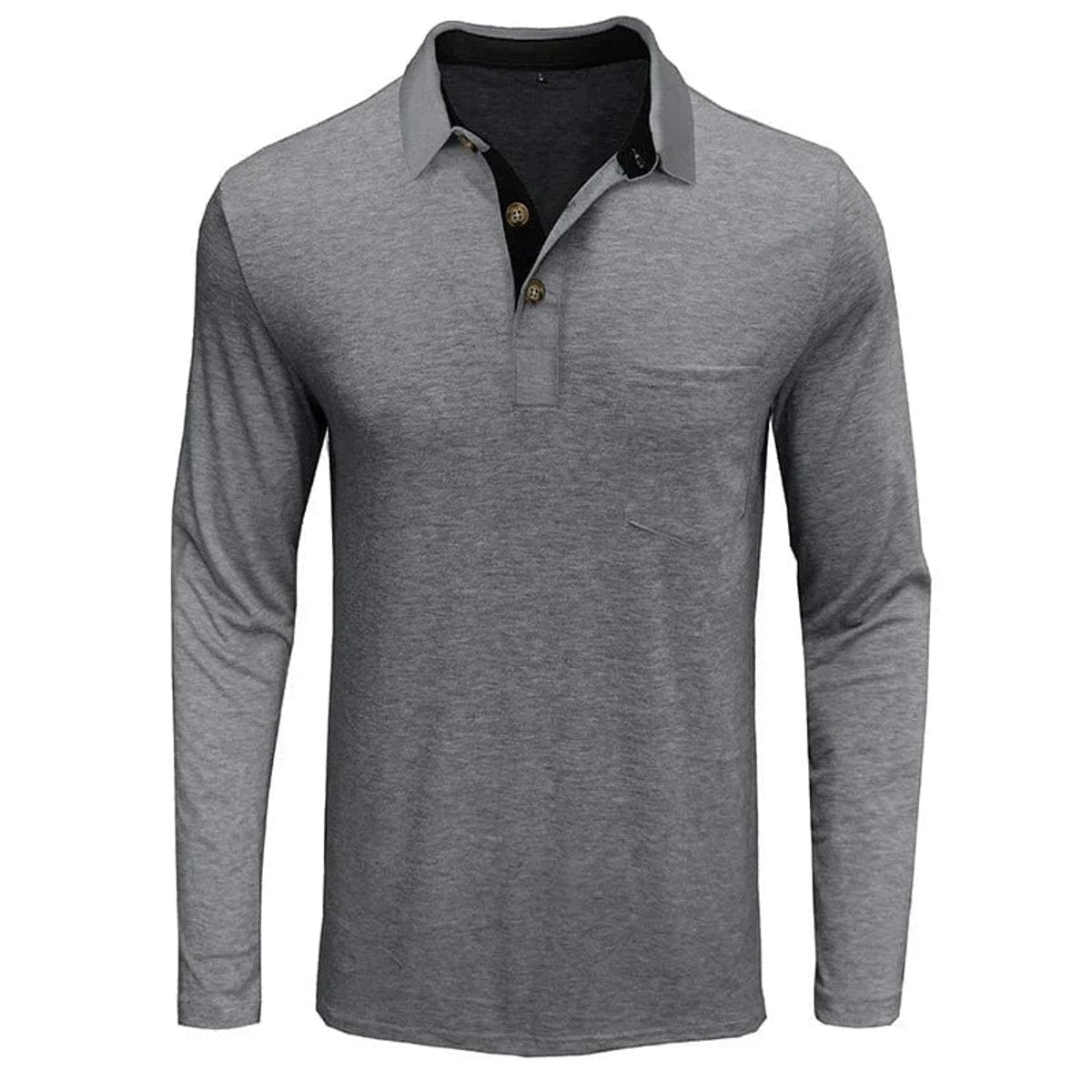 Sebastian | Herren Langarm-Poloshirt mit Brusttasche und Knopfleiste
