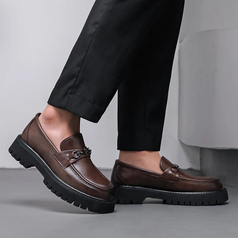 Florian | Herren Leder Loafer Business Schuhe mit Metallschnalle