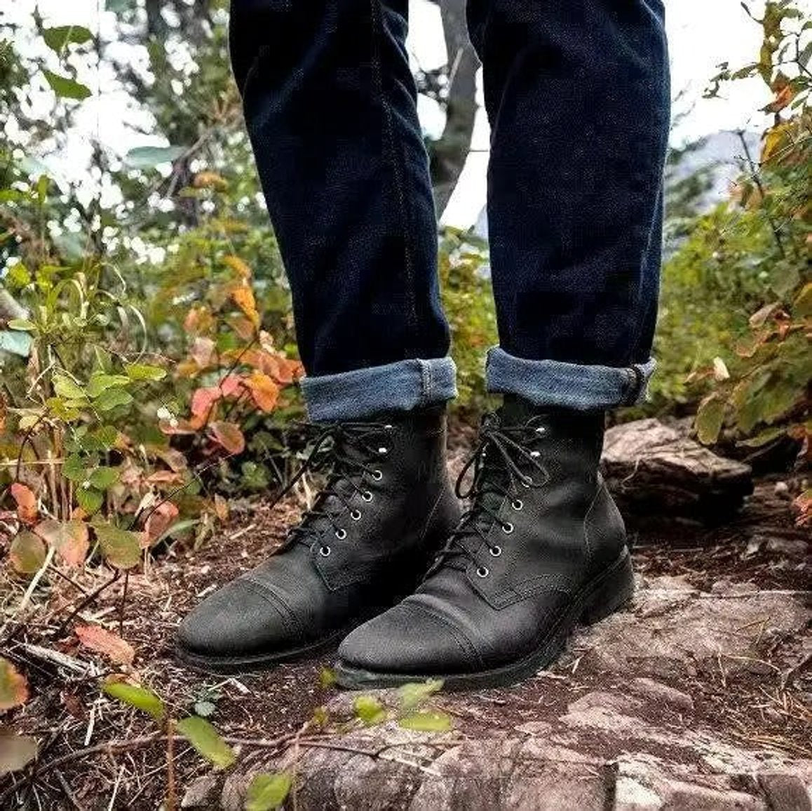 Julian | Herren Mens Boots Klassische Schnürstiefel aus robustem PU-Leder
