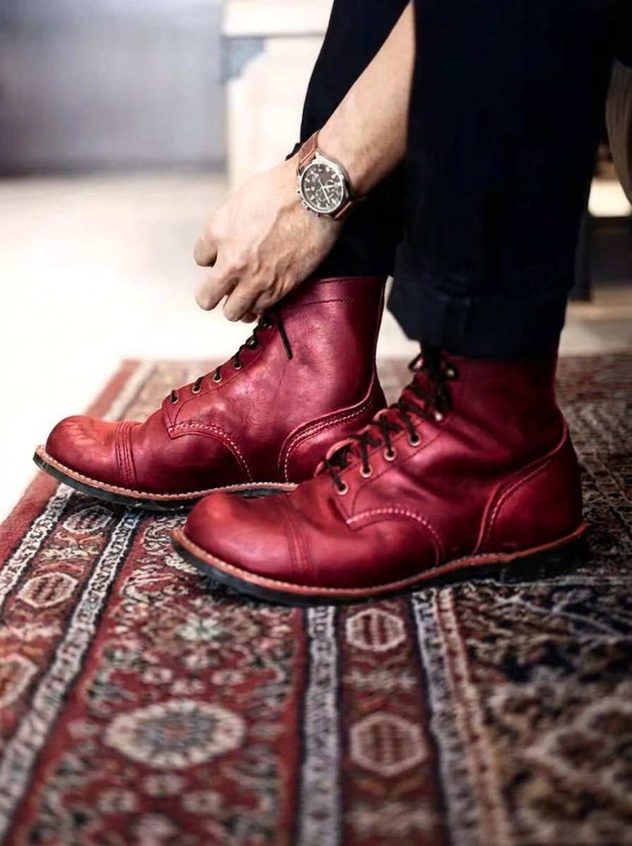 Julian | Herren Mens Boots Klassische Schnürstiefel aus robustem PU-Leder