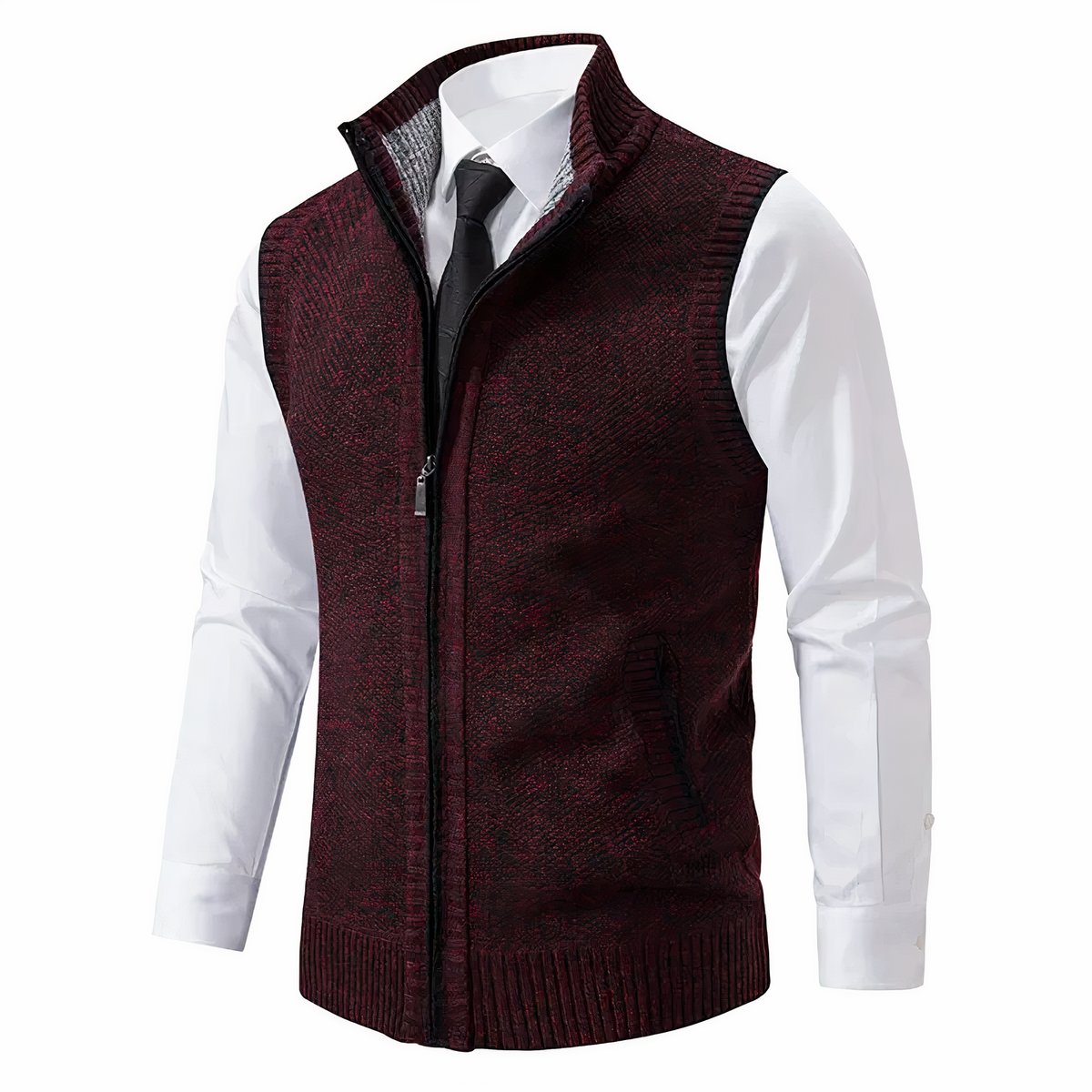 Maximilian | Herren Mens Cardigan Strick-Weste Reißverschluss Stehkragen