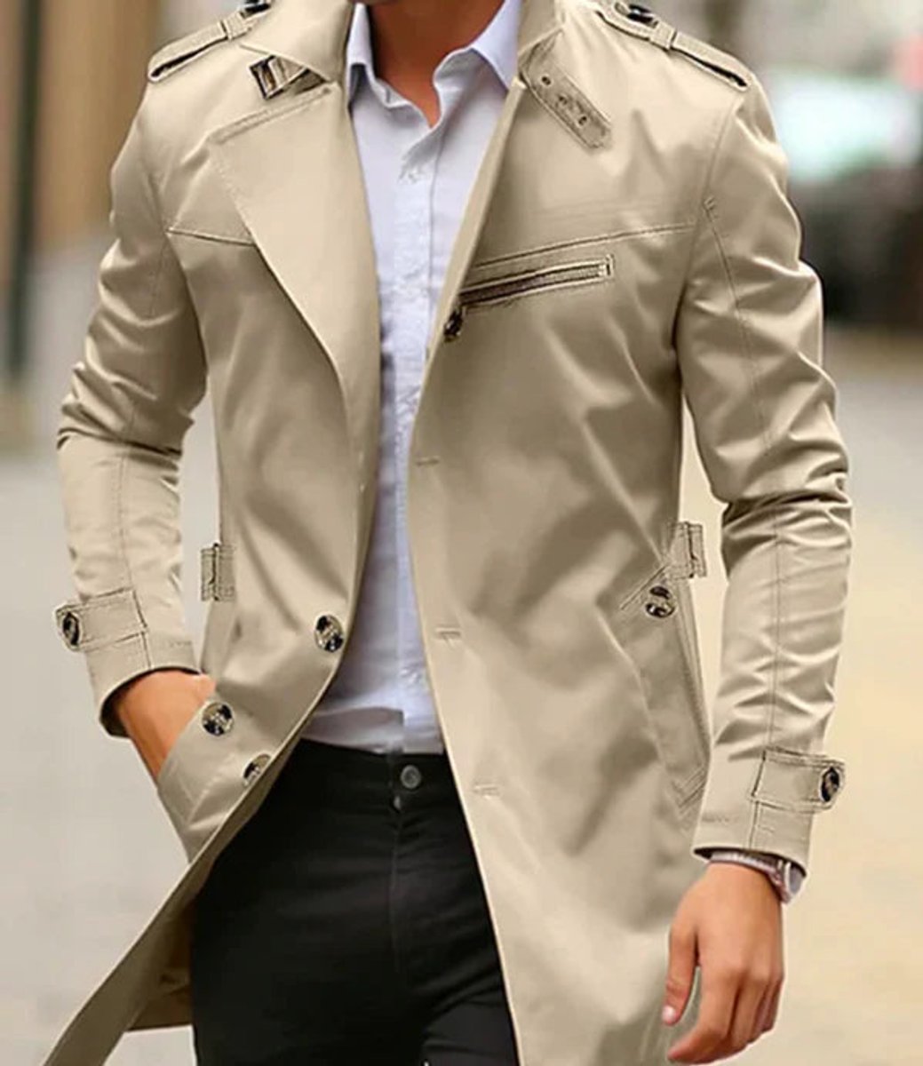 Maximilian | Herren Mens Wool Coat Eleganter Slim-Fit Trenchcoat