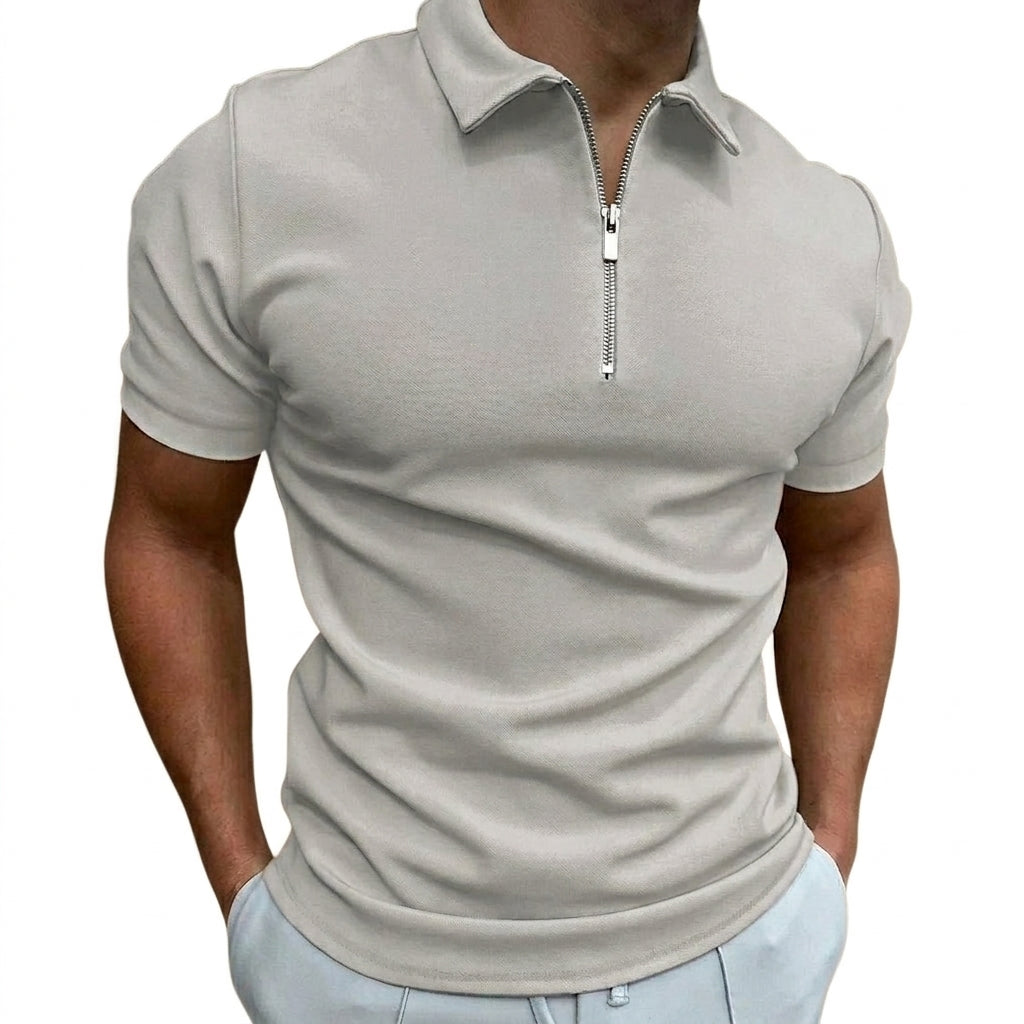 Herren-Polohemd mit Kurzarm und Reißverschluss