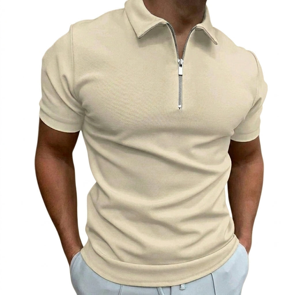 Herren-Polohemd mit Kurzarm und Reißverschluss