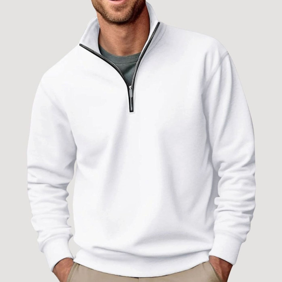 Tobias | Herren Pullover mit Viertelreißverschluss Lockere Passform Sweatshirt