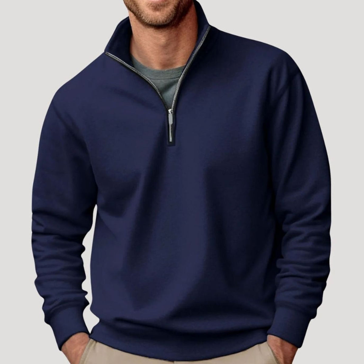 Tobias | Herren Pullover mit Viertelreißverschluss Lockere Passform Sweatshirt