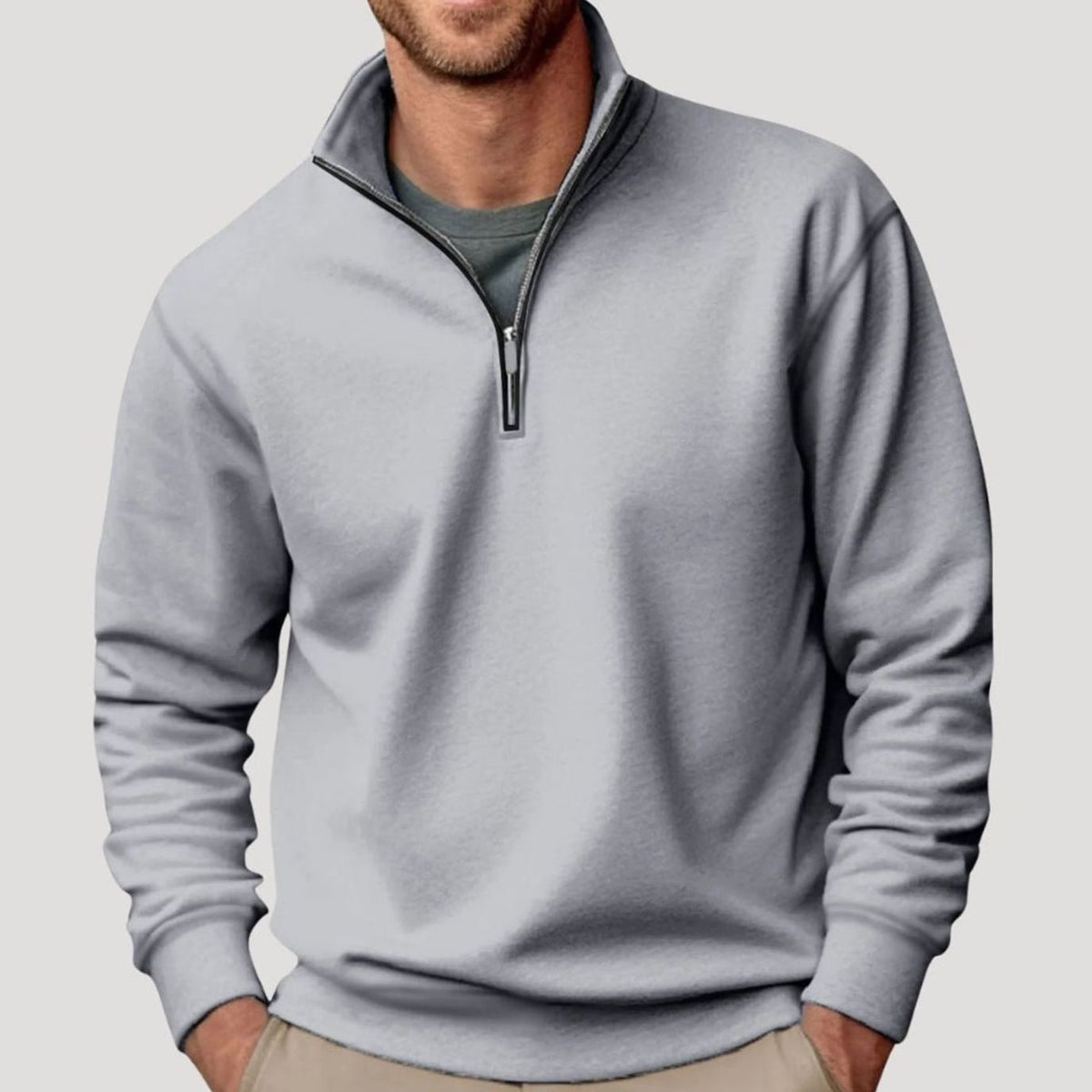 Tobias | Herren Pullover mit Viertelreißverschluss Lockere Passform Sweatshirt