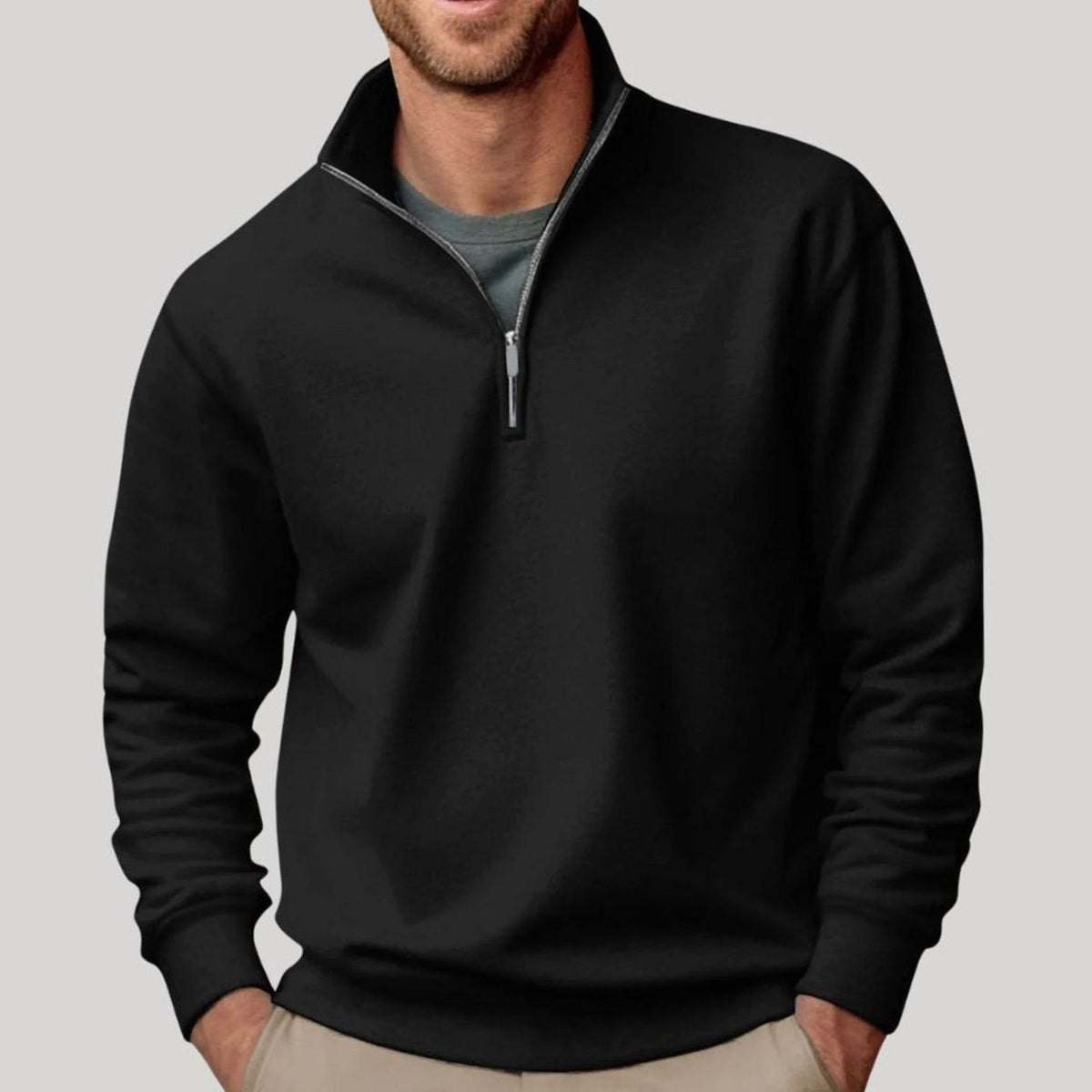 Tobias | Herren Pullover mit Viertelreißverschluss Lockere Passform Sweatshirt