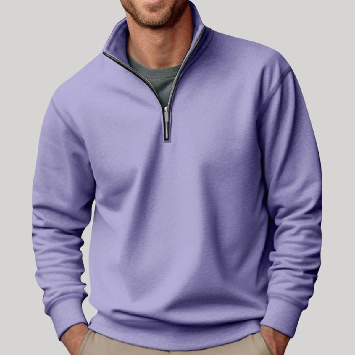Tobias | Herren Pullover mit Viertelreißverschluss Lockere Passform Sweatshirt