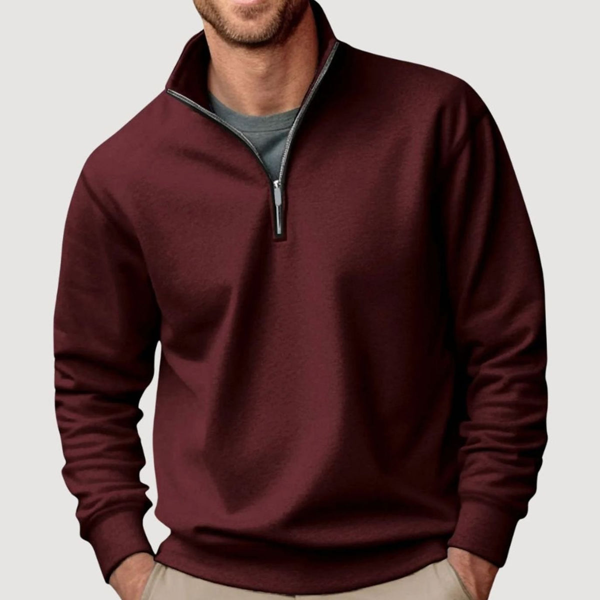 Tobias | Herren Pullover mit Viertelreißverschluss Lockere Passform Sweatshirt