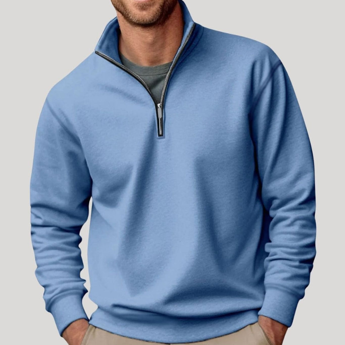 Tobias | Herren Pullover mit Viertelreißverschluss Lockere Passform Sweatshirt
