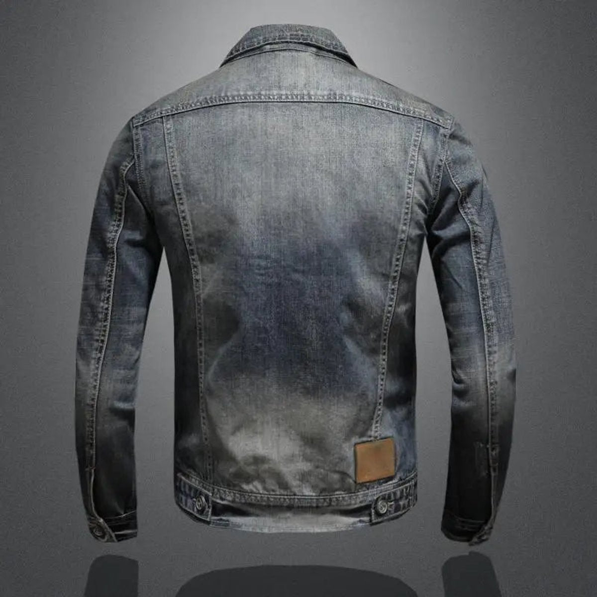 Simon | Herren Retro Vintage Denim Jacke mit Reißverschluss Used-Look