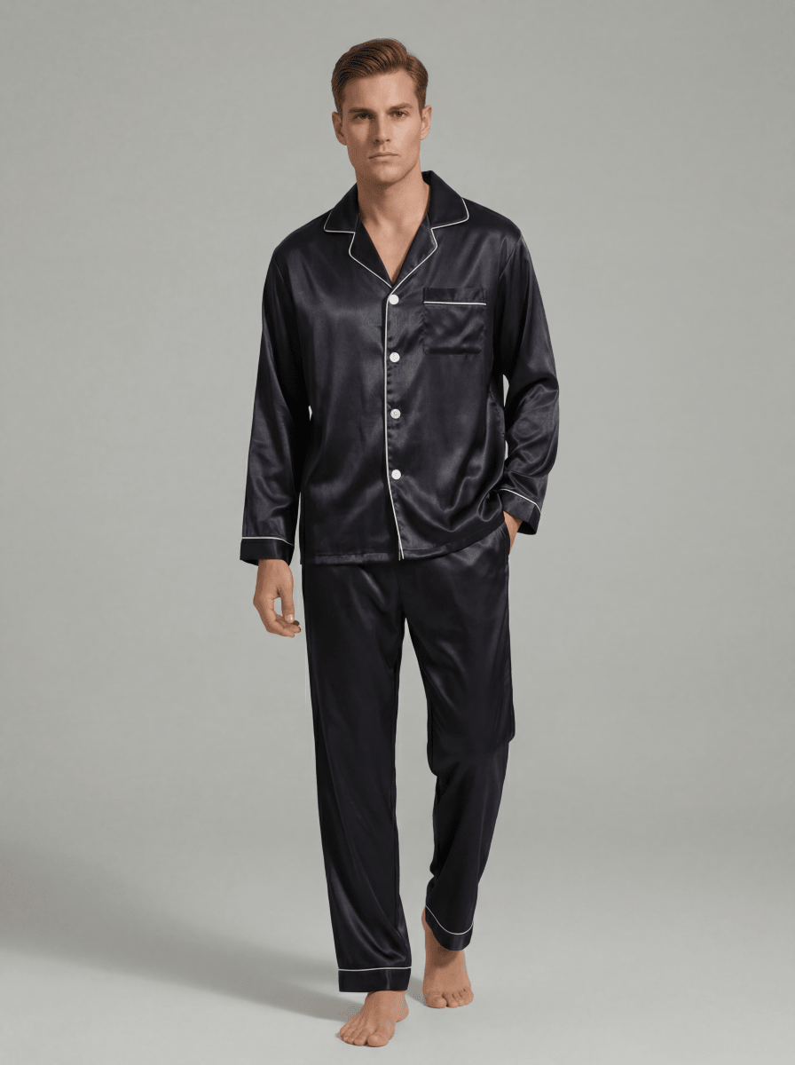 Herren Schlafanzug Set lang mit Hemd und Hose