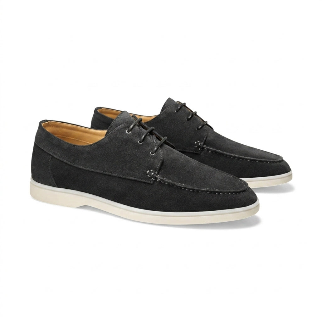Herren-Schnürschuhe mit Mokassin-Naht und flacher Sohle
