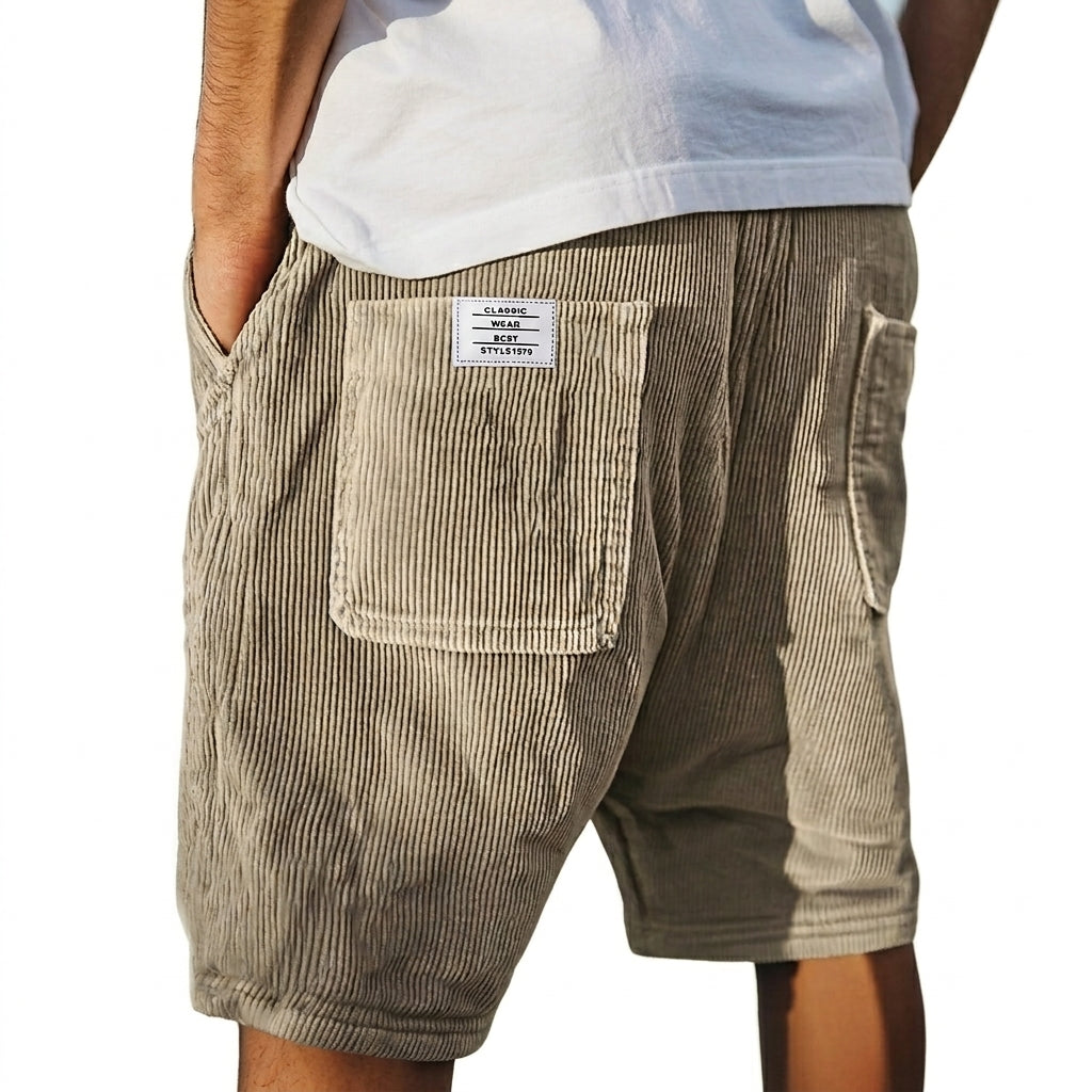 Herren Shorts mit Rippenstruktur und aufgesetzten Taschen