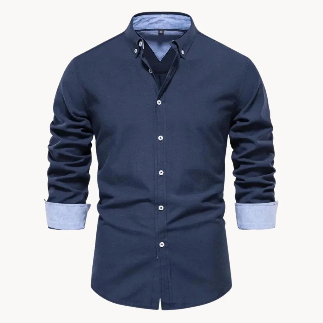 Herren Slim Fit Hemd mit Kontrastkragen