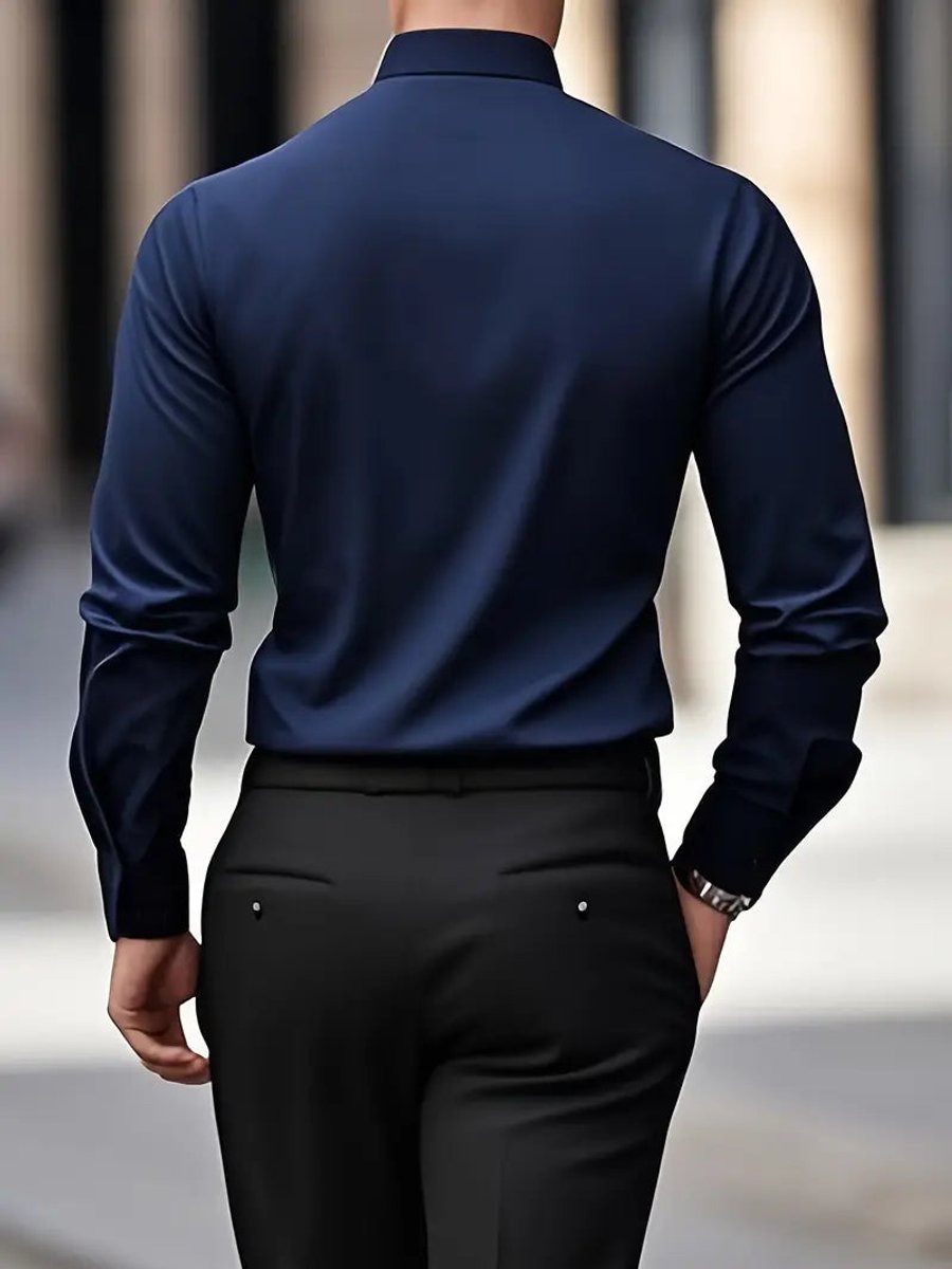 Julian | Herren Slim-Fit Knitterfreies Langarm Business-Hemd
