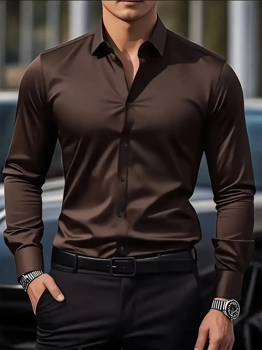 Julian | Herren Slim-Fit Knitterfreies Langarm Business-Hemd