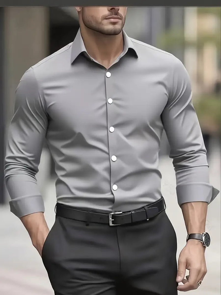 Julian | Herren Slim-Fit Knitterfreies Langarm Business-Hemd