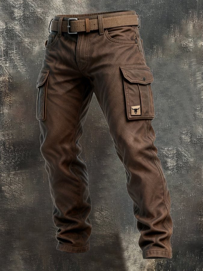 Florian | Herren Slim-Fit Tapered Cargohose Seitentaschen Bull-Patch