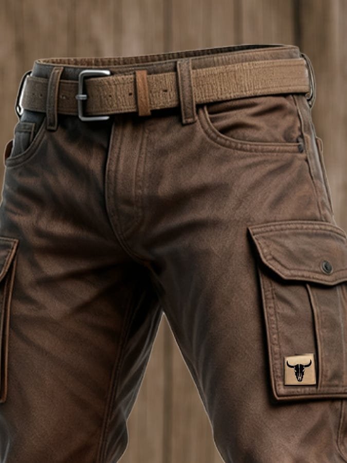 Florian | Herren Slim-Fit Tapered Cargohose Seitentaschen Bull-Patch