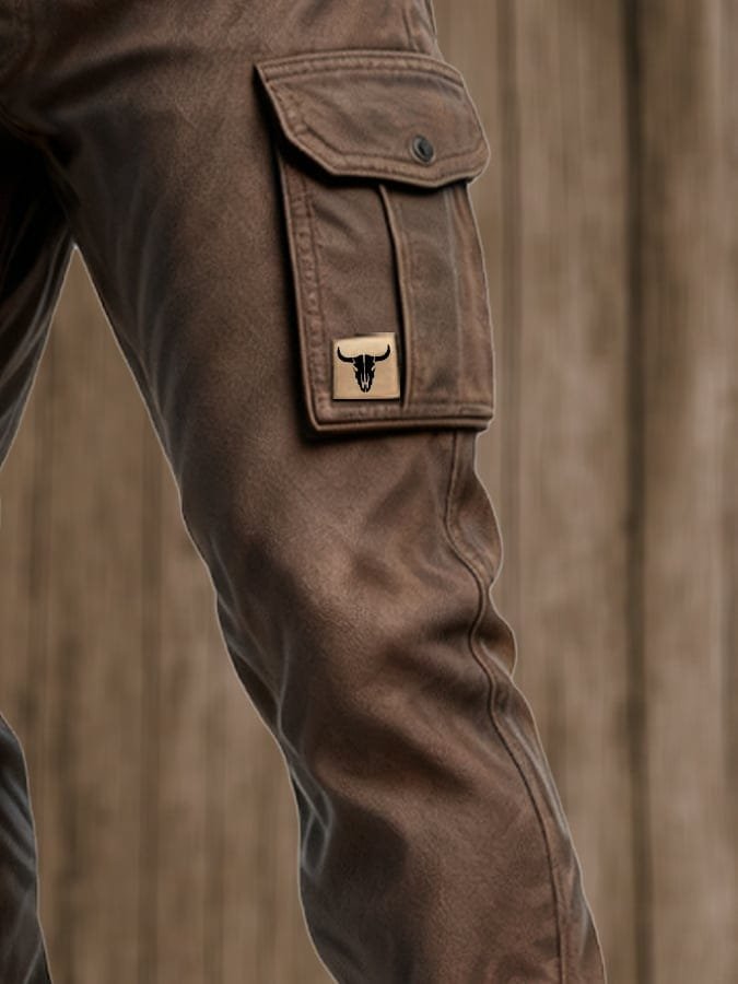 Florian | Herren Slim-Fit Tapered Cargohose Seitentaschen Bull-Patch