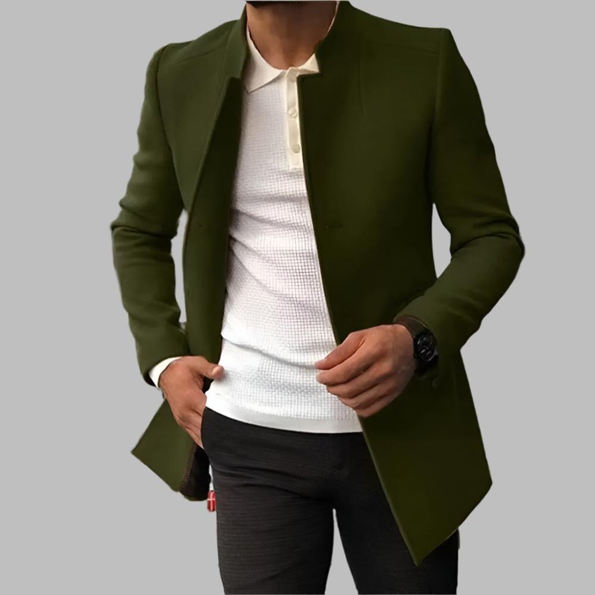 Moritz | Herren Slim-Fit Wollmantel Stehkragen Eleganter Mantel