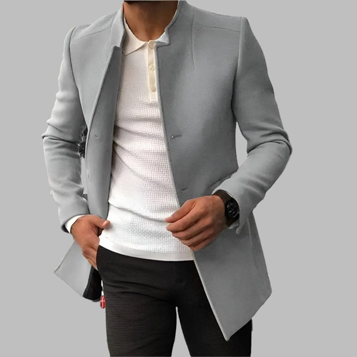 Moritz | Herren Slim-Fit Wollmantel Stehkragen Eleganter Mantel