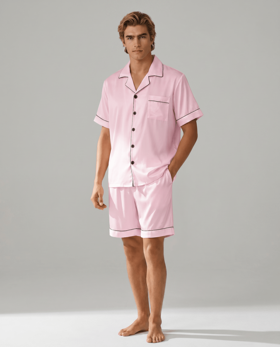 Herren Sommer Schlafanzug mit Hemd und Shorts
