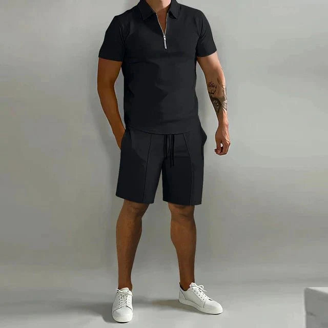 Herren Sommer Zweiteiler Set mit Polo und Shorts