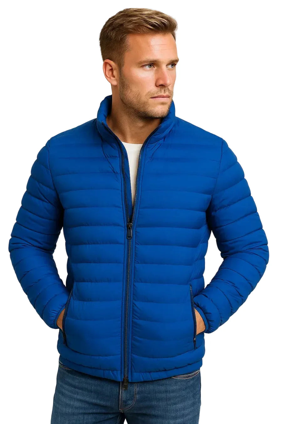 Herren Steppjacke mit Stehkragen und Reißverschluss